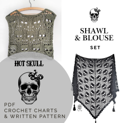 Hot Skull Shawl & Blouse SET