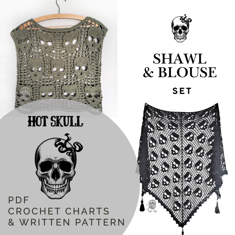 Hot Skull Shawl & Blouse SET