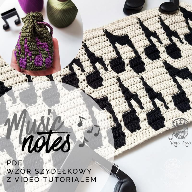 Music Notes wzór szydełkowy PDF z video tutorialem