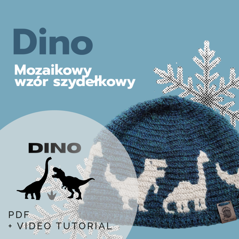 Dino wzór szydełkowy PDF z video tutorialem PL