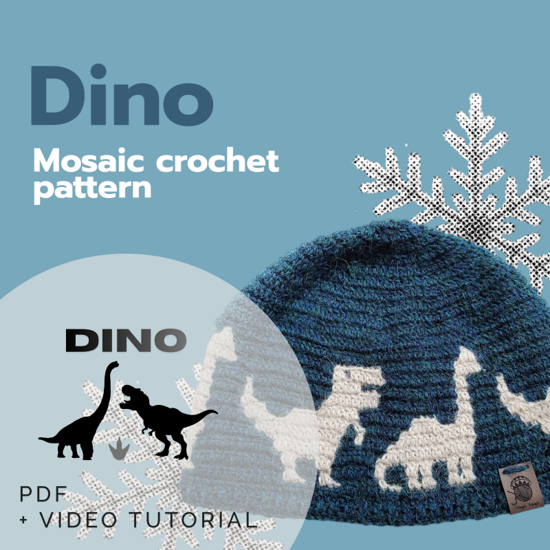 Dino crochet pattern PDF with video tutorial