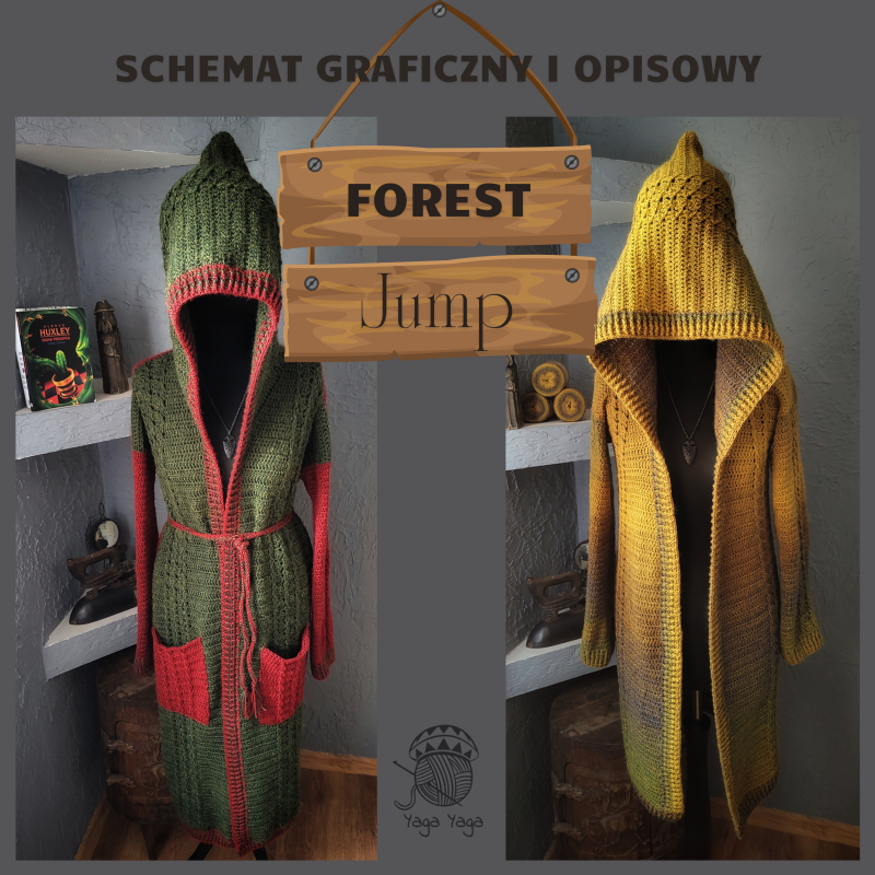 Forest Jump Wzór szydełkowy na kardigan
