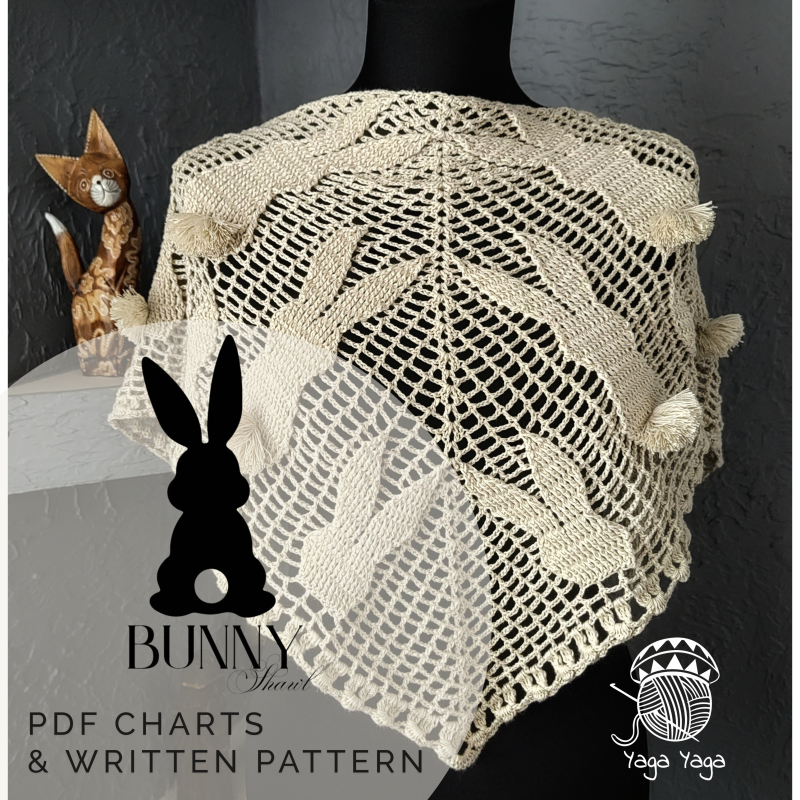 Bunny wzór na chustę szydełkową w formie PDF